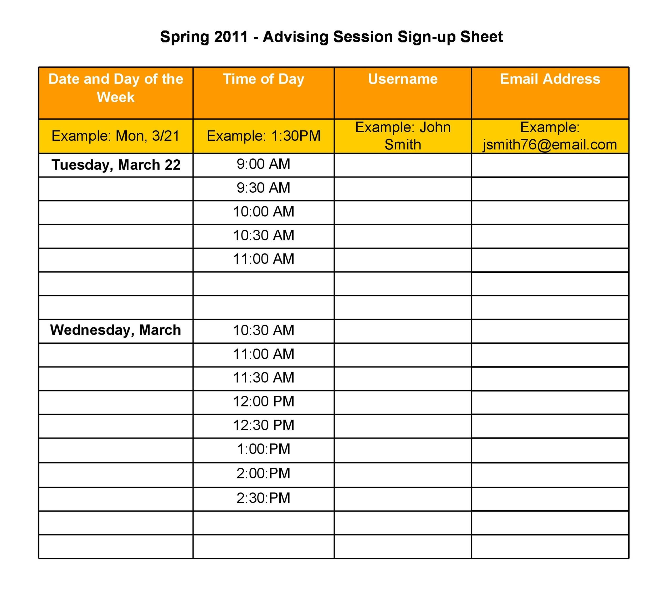 Google Forms Sign Up Sheet Time Slots