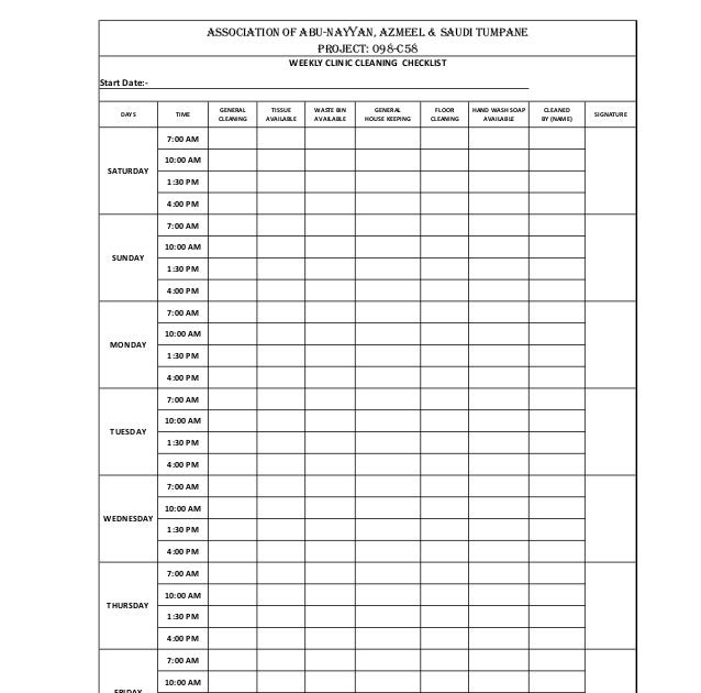 Ceklist Kebersihan Ruangan