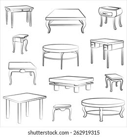 Table Furniture Design Sketches - Small tables