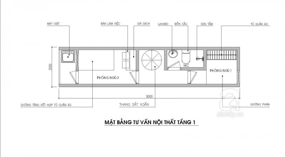 Bản vẽ thiết kế mặt bằng tầng 1 nhà ống 18m2 Bản vẽ thiết kế mặt bằng tầng 1 nhà ống 18m2