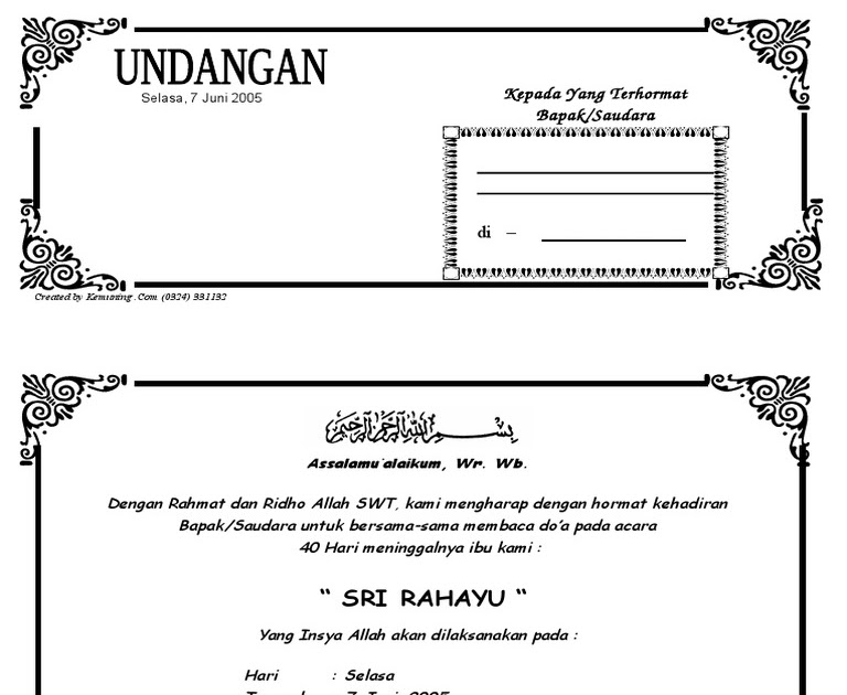 Contoh Undangan Tahlil 40 Hari Yang Bisa Di Edit Info Akurat