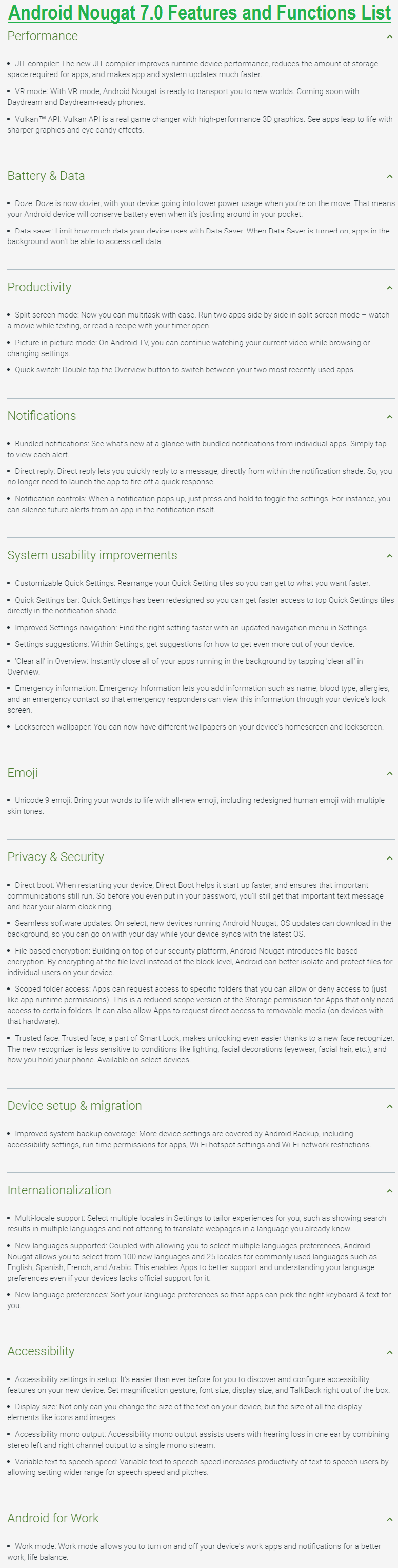 Android Nougat 7.0 Features and Functions List Android Nougat 7.0 Features and Functions List