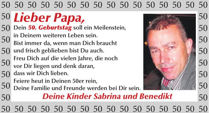 Gedichte Zum 50. Geburtstag Papa