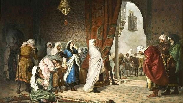 La reina Aixa en la «Salida de la familia de Boabdil de la Alhambra» (1880)