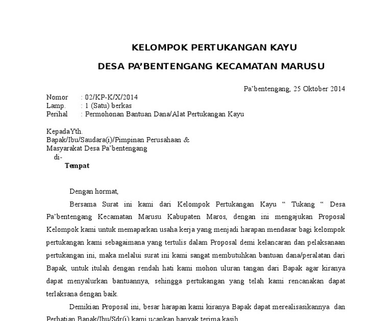 Contoh Proposal Pertukangan