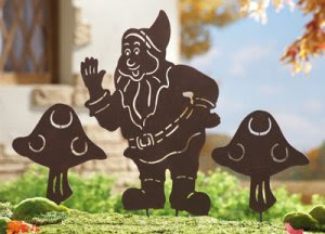 Gnome & Mushrooms Shadow Silhouette Stake