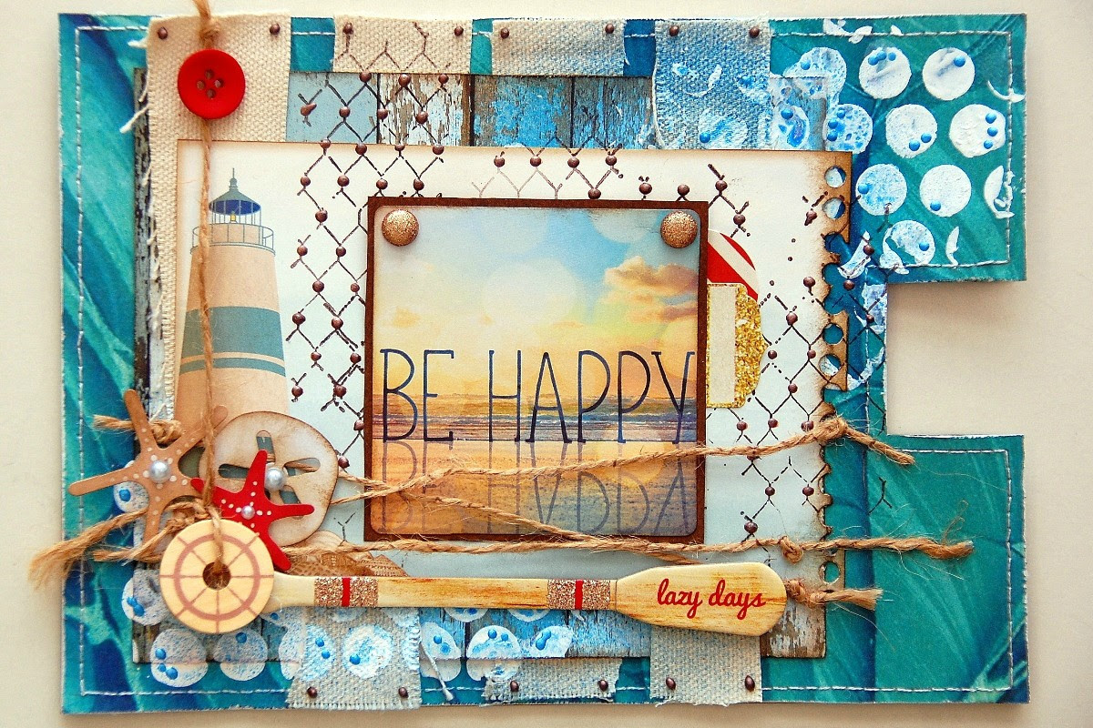 Be Happy Altered Envelope by Irene Tan using BoBunny Boardwalk Collection