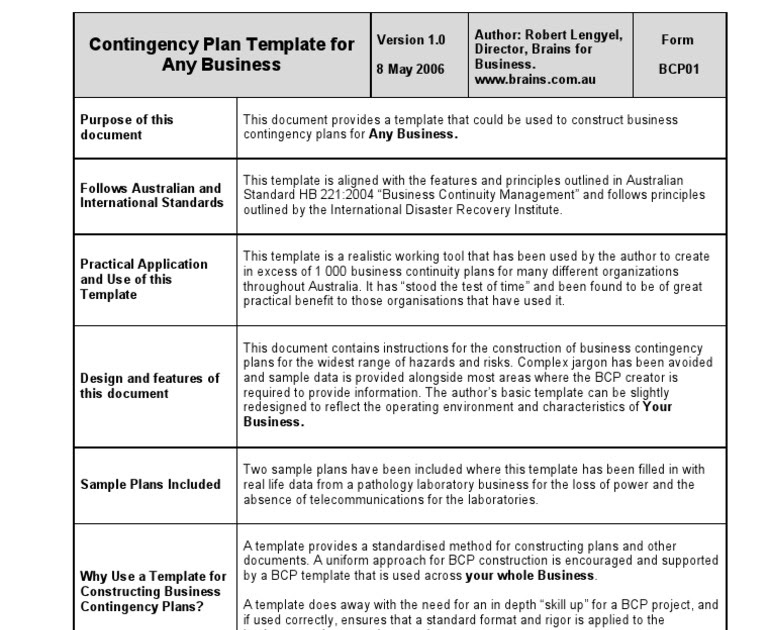 facilities management business continuity plan template
