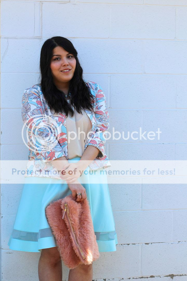 plus size fashion pastels mark and spencer pastel blazer cooat mesh skirt plus size fashion canada toronto Jessica Ip clothes and shit