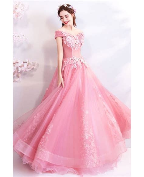 Gorgeous Pink Lace Ball Gown Formal Prom Dress With Gorgeous Pink Lace Ball Gown Formal Prom Dress With