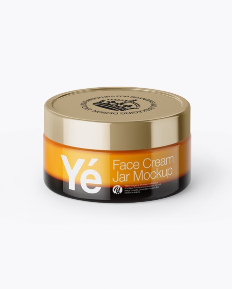 Download Orange Cream Jar With Metallic Cap Psd Mockup High Angle Shot PSD Mockup Templates