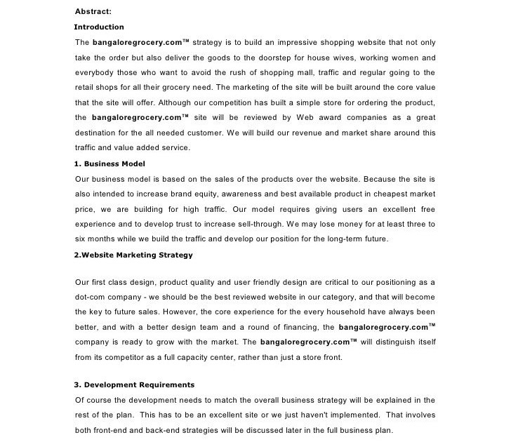 business plan abstract pdf