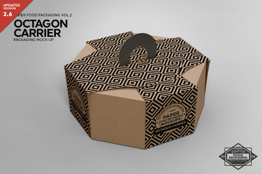 Download Free Octagon Box Carrier Packaging MockUp (PSD Mockups)