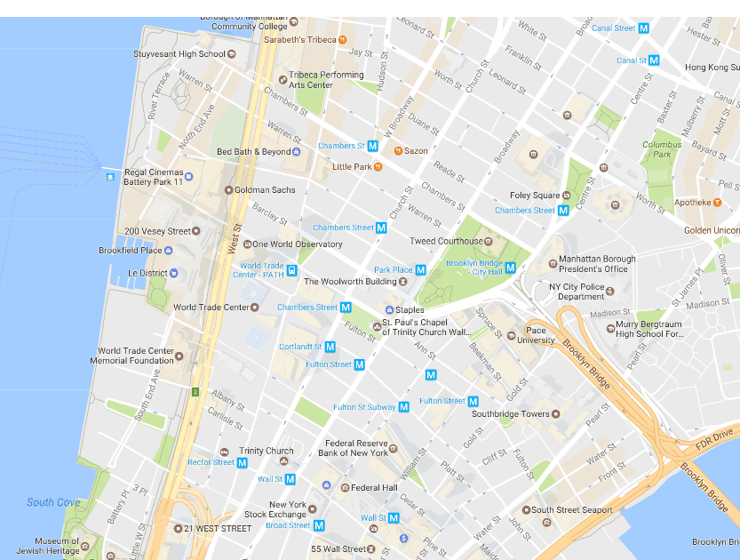 Wall Street New York Map | Tourist Map Of English