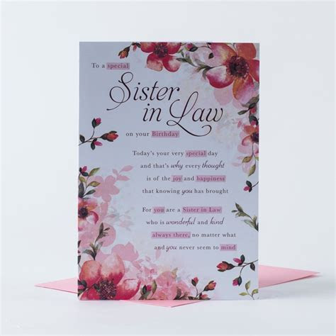 Birthday Card Sister in Law Flowery Only 89p Birthday Card Sister in Law Flowery Only 89p