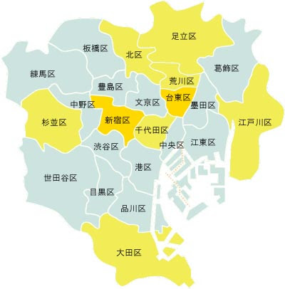 子供向けぬりえ 最高わかりやすい 東京23区 地図 フリー