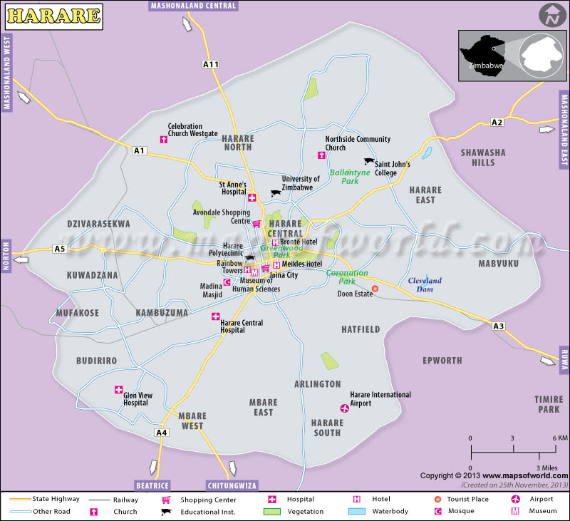 Harare Map ~ World Of Map