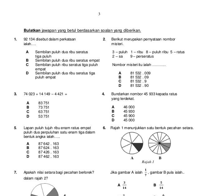 Bank Soalan Matematik Tahun 4 Sjkc - Virallah