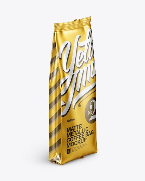 Download Matte Metallic Coffee Bag Mockup Halfside View Packaging Mockups PSD Mockup Templates
