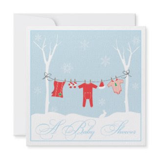 Winter Clothesline Baby Shower Invitation invitation