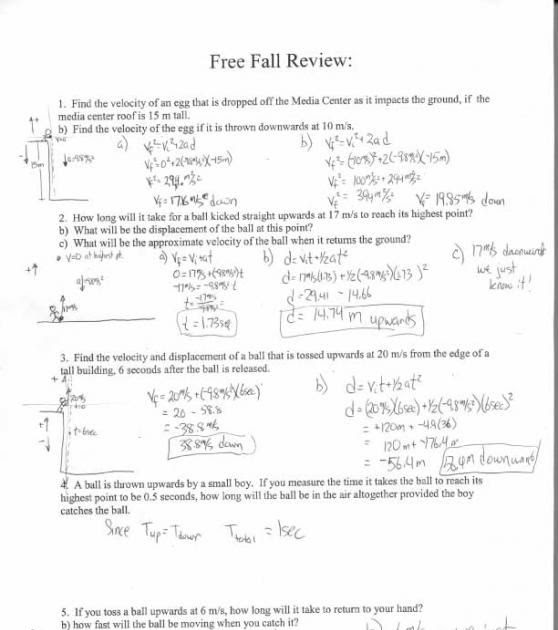 26 Physics Free Fall Worksheet Answers - Free Worksheet Spreadsheet
