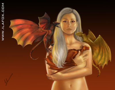 Ilustração Daenerys, Dragão, fogo, Game of Thrones, Guerra dos Tronos, passo a passo Ilustração by Ila Fox