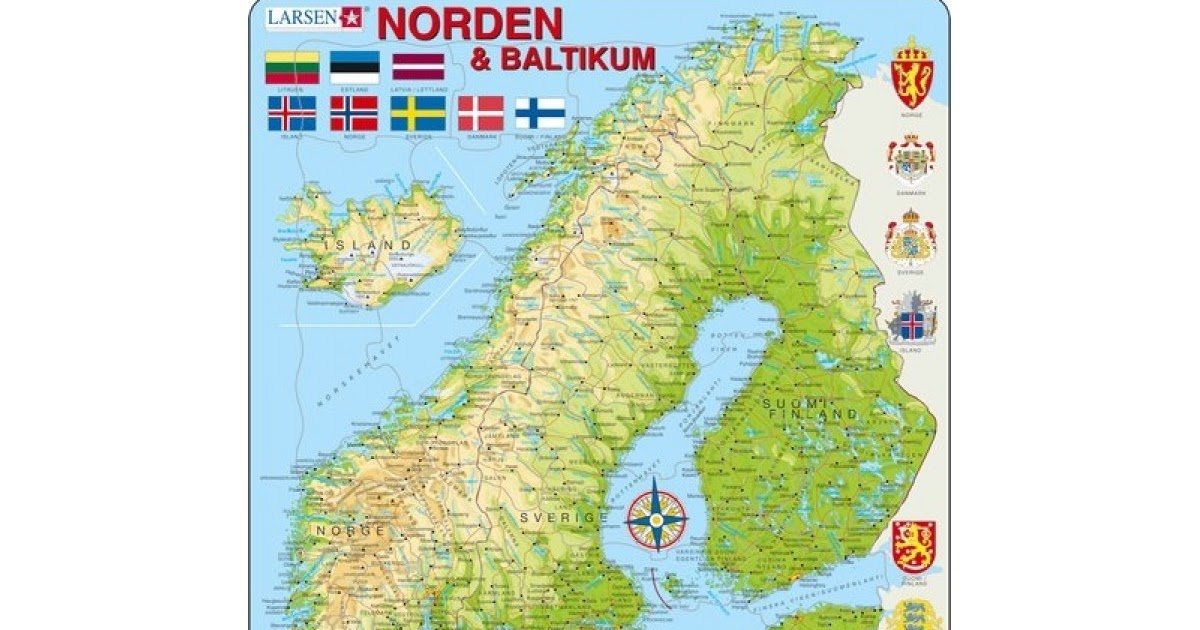 Topografisk Karta över Norden | Fylker Kart