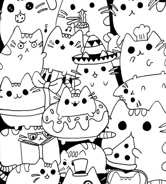 Pusheen Cat Food Coloring Pages - Cat Mania
