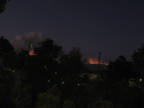 Same vantage point at night - Fire glow