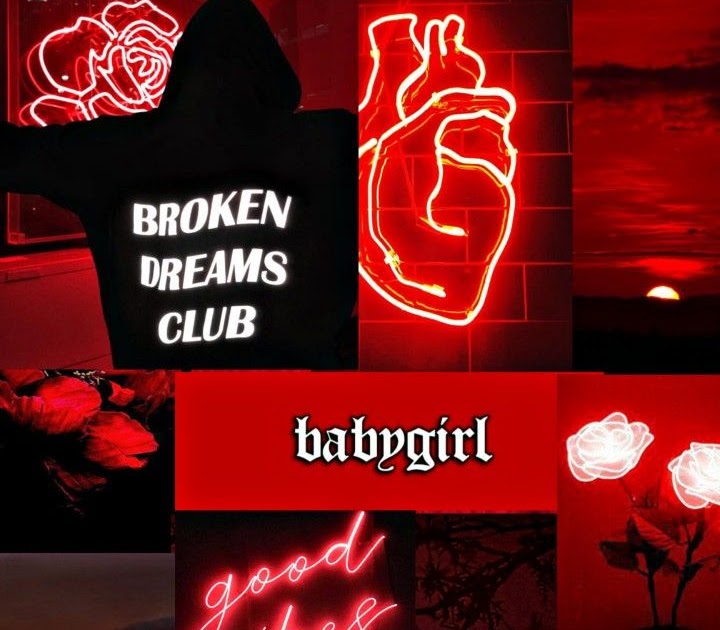 Baddie Red Aesthetic Collage Wallpaper - canvas-gimcrackery