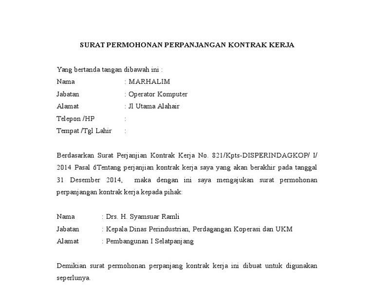 Contoh surat perpanjangan kontrak kerja guru honorer