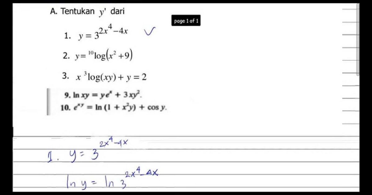 Contoh soal fungsi logaritma asli dan penyelesaiannya