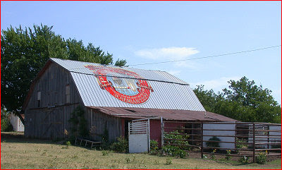 My great grandfather's barn. Really. Logo on roof is fake, though.