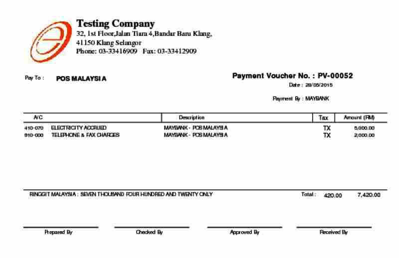 Payment Voucher Template Excel Malaysia | HQ Printable Documents