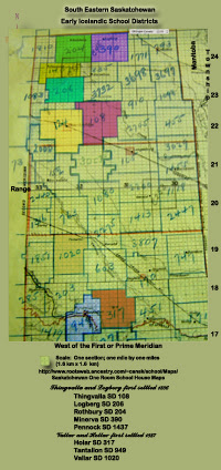 School Districts South Eastern Icelandic Colonies South Eastern Saskatchewan Thingvalla - Lögberg (1886) Vatnsdalur, Vesturbyggd 'Western Settlement' or the Concordia District, 'Water Valley' the District around Vallar - Hólar (now known as Tantallon) (1887)