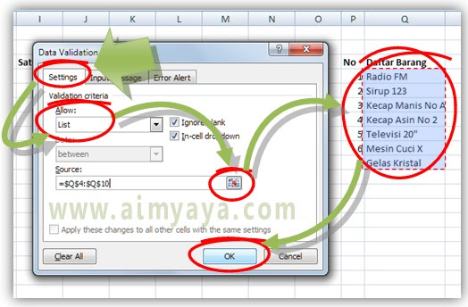 Cara Membuat Daftar Pilihan Sel Dengan Dropdown List Ms Excel Cara Aimyaya Cara Semua Cara