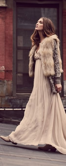 Faux Fur & Maxi | Bohemian Chic