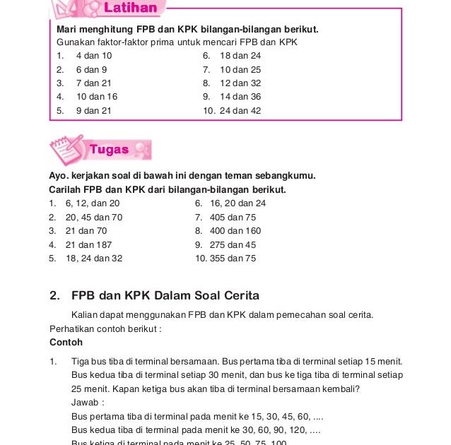 Soal Fpb Dan Kpk Kelas 6