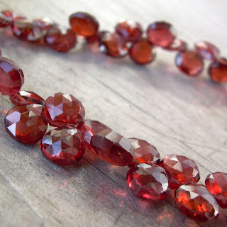 faceted garnet briolettes