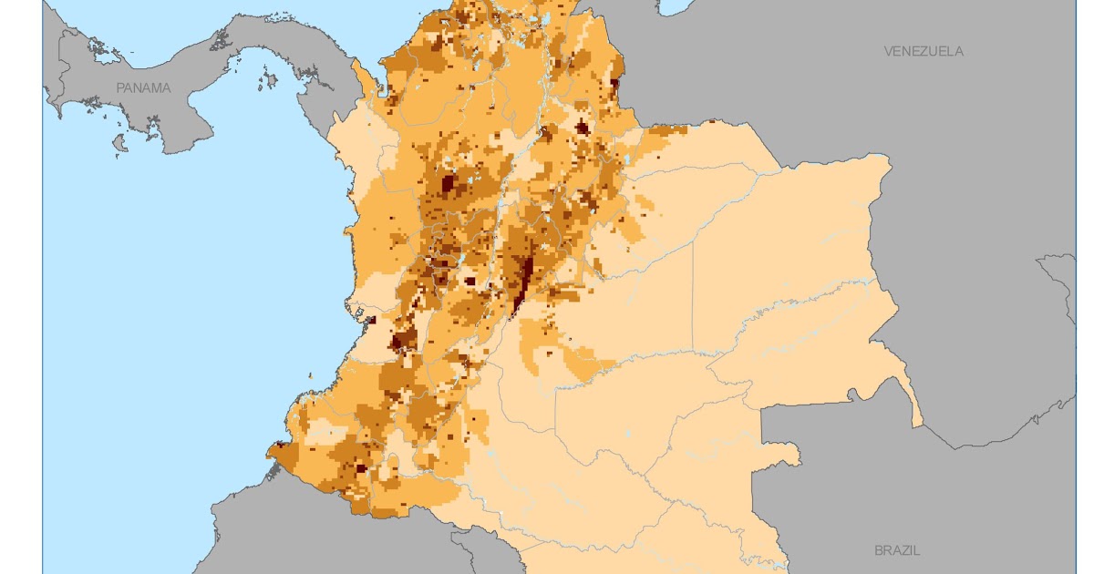 Colombia Population Density Map Map Distance