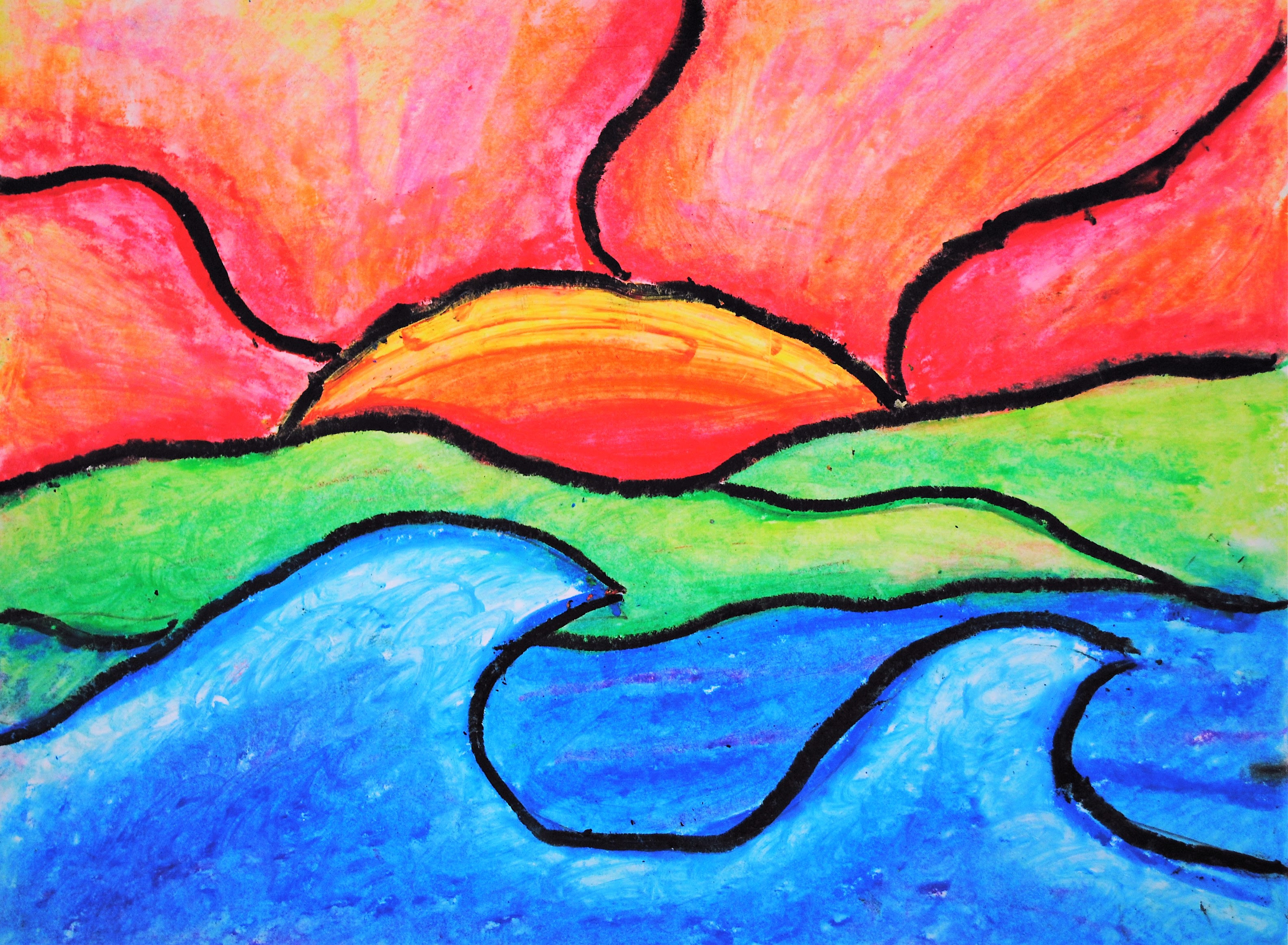Pastel Color Drawing Picture : Pastel colour (deep green, light green