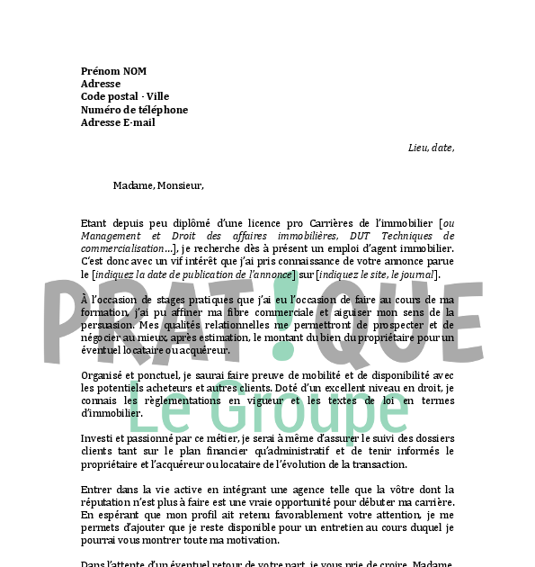 Lettre De Motivation Agent Immobilier DÃ©butant Sans Diplome  Perodua w