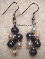 wire wrapped earrings wire wrapped pearl flower earring set