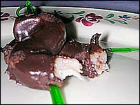 Chocolate-covered port fat