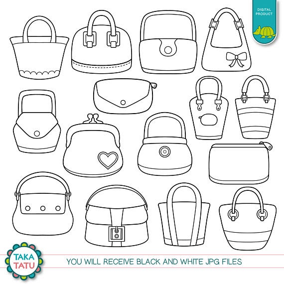 Outline Paper Bag Clipart Black And White - Download Free Mock-up