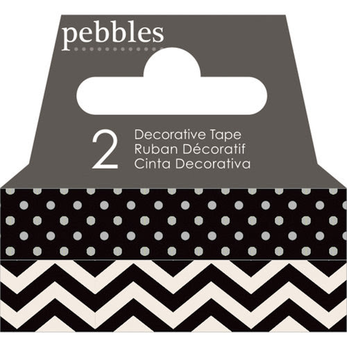 American Crafts - Pebbles - Basics Collection - Washi Tape - Dot and Chevron - Black