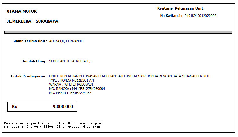 Contoh Invoice Pembayaran Uang Muka Healthy Body Free Mind