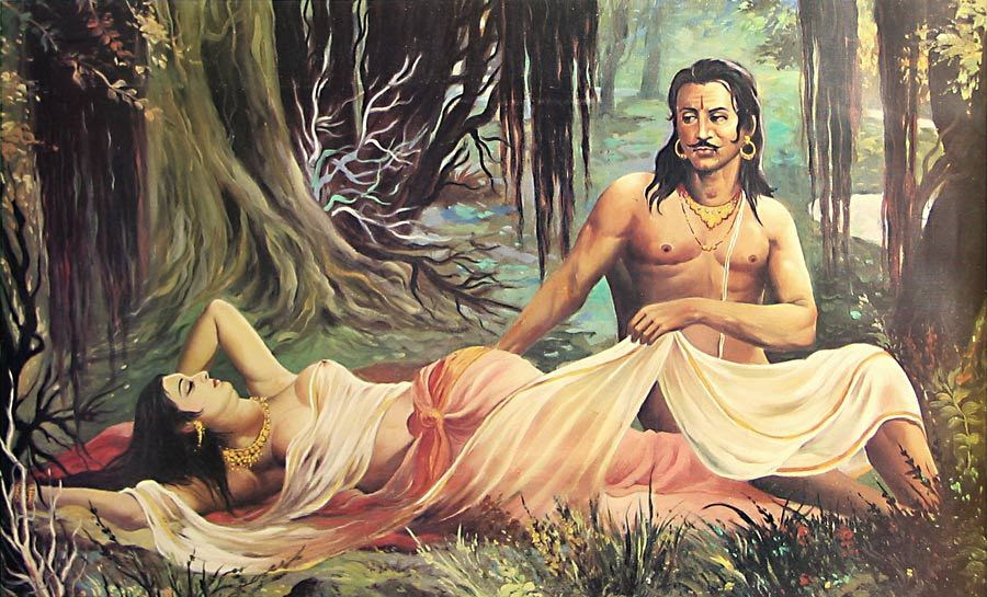 Raja Ravi Varma, painting of a scene from Kālidāsa’s play Abhijñānaśākuntalam.