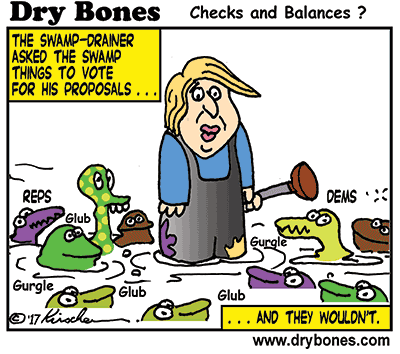 Dry Bones cartoon,Trump, swamp, congress, America, 