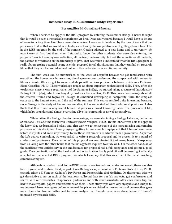 Self Reflection Paper Example My Personal Reaction To A Composition